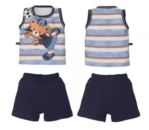 Conjunto De Bebê Regata Com Shorts Azul Marinho Rogerio
