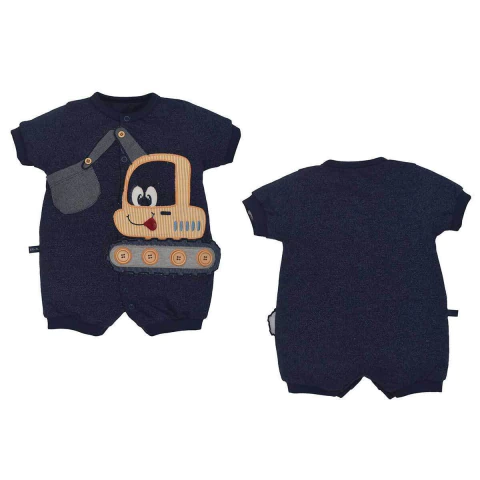 Macaquinho Malha Abstrat Bebê Menino Augusto Azul Marinho