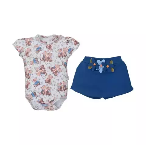 Conjunto Azul Body Com Shorts Saia Layla