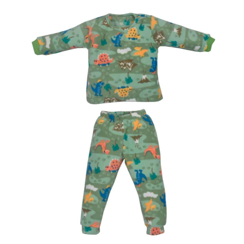 Conjunto Infantil Menino Inverno Algodão Verde Dino Bichos