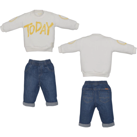 Conjunto Infantil Menino Moletom Jeans Estampado Upi Uli