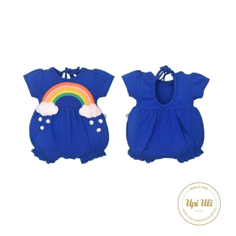 Macaquinho Infantil Menina Azul Suedine Ana Luiza Arcoíris