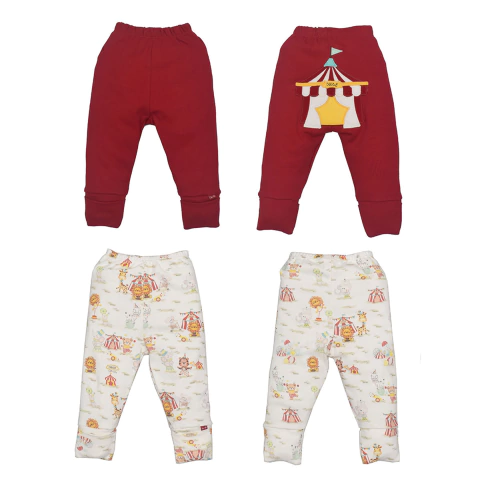 Kit Culote 2 Peças Suedine Bebê Vermelho Estampado Circo