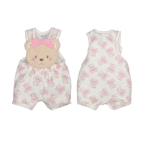 Banho De Sol Bebê Ursinha Suedine Rosa Verão Upi Uli