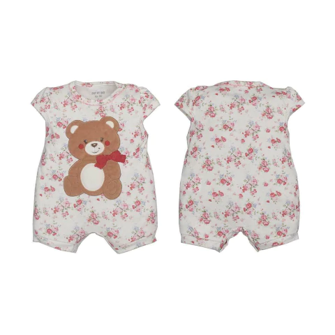 Macaquinho Bebê Menina Suedine Floral Vermelho Upi Uli