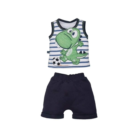 Conjunto De Bebê Regata Com Shorts Azul Tiago