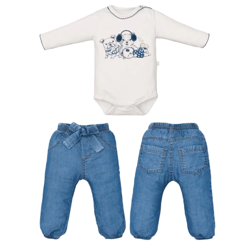 Conjunto Body E Calça Bebê Menina Algodão Estampado Upi Uli