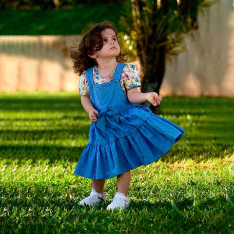 Vestido Infantil C/ Body Laise/Cotton Mariana