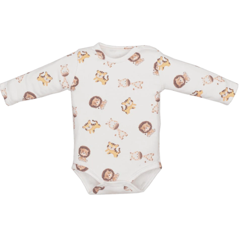 Body Bebê Menino Manga Longa Suedine Marfim Heitor Safari
