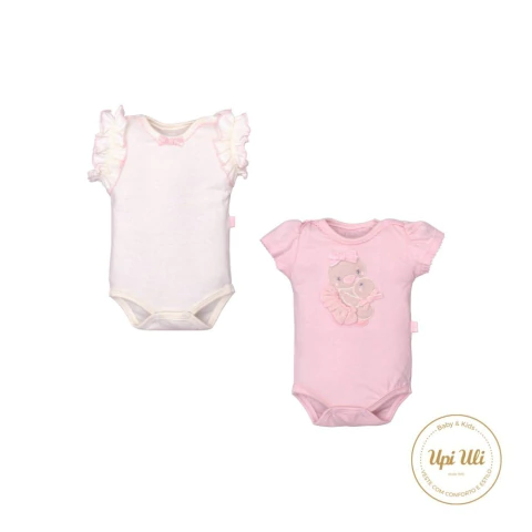 Kit Body Bebê Menina Suedine Bordado Patinho Upi Uli
