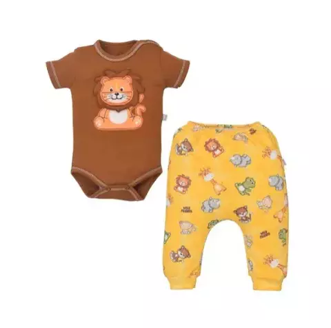 Conjunto De Bebê Body Com Culote Marrom Nico