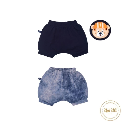 Kit Shorts 2 Peças Bebê Menino Azul Marinho Thales Jeans
