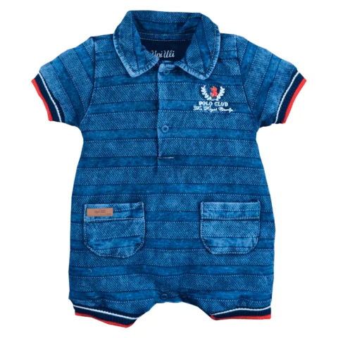 Macaquinho Sem Pézinho Bebê Menino Algodão Liso Upi Uli