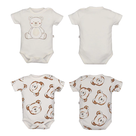 Kit Body 2 Peças Suedine Bebê Menino Estampa Ursinho Yago