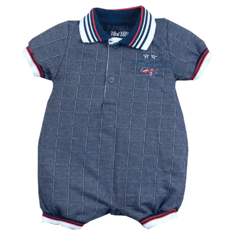 Macaquinho Bebê Menino Algodão Quadriculado Upi Uli