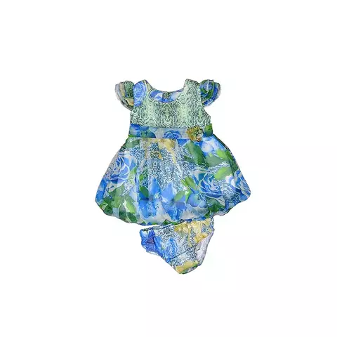 Vestido De Bebê Silky Crepon/Malha Rosas