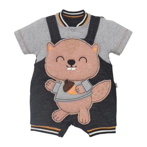 Macaquinho Bebê Menino Preto Castor Em Alto Relevo Pedro