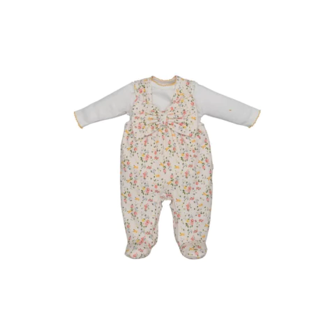 Conjunto Macacão Amarelo Body Manga Longa Bebê Menina Isis