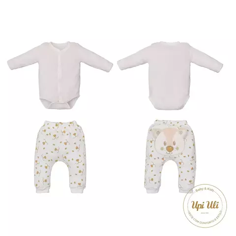 Conjunto de bebê Body C/Culote Moletom/Pele Fleece Unissex Duda