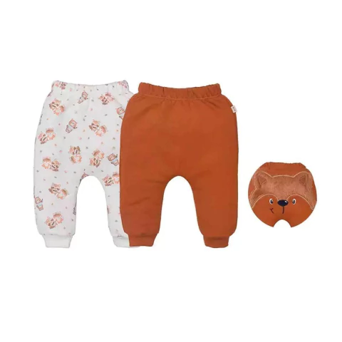 Kit 2 Peças Culote Bebê Menino Moletom Raposinhas Upi Uli
