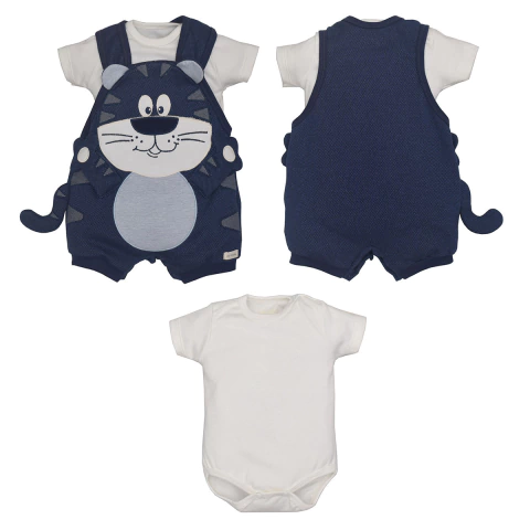 Conjunto Banho De Sol Com Body Bebê Menino Piquet Suedini