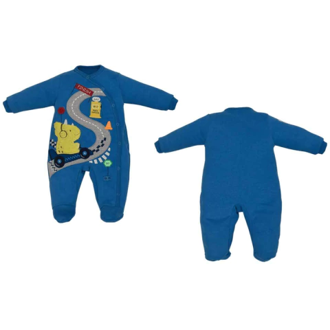 Macacão Bebê Menino Longo Moletom Bordado Dino Upi Uli