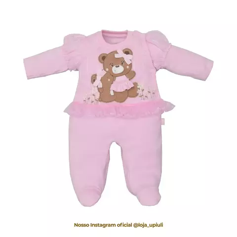 Macacão De Bebê Suedine/Anarruga Maria Alice