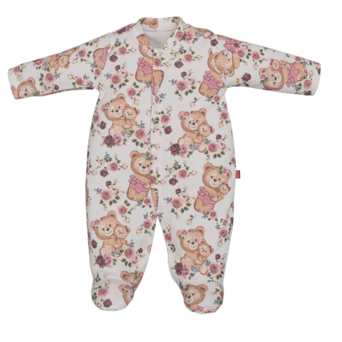 Macacão Pezinho Manga Longa Bebê Menina Vermelho Beatriz