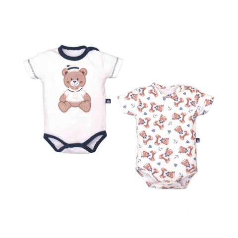 Kit Body Bebê Menino Suedine Estampado Ursinho Upi Uli