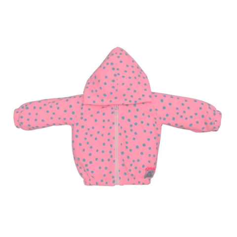 Jaqueta Com Capuz Bebê Menina Upi Uli Rosa Bolinha Azul