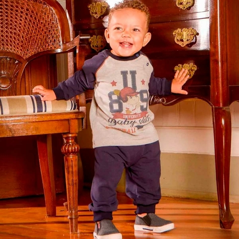 Conjunto Longo Bebê Menino Moletom Estampado Upi Uli