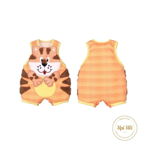 Banho De Sol Bebê Menino Amarelo Suedine Davi Tigre