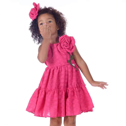 Vestido De Bebê Policotton Bordado Marina