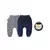 Kit 2 Peças Culote Bebê Menino Ursinho Cinza e Azul Upi Uli