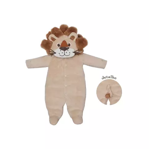 Macacão Infantil Divertido Manga Longa Estampa Leão Upi Uli