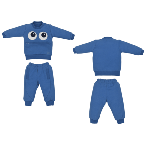 Conjunto Bebê Menino Moletom Longo Azul Inverno Luan