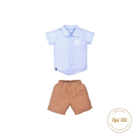 Conjunto Infantil Menino Azul Marrom Pietro Listrado