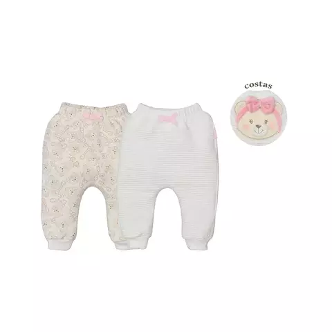 Kit 2 Peças Culote Bebê Menina Ursinha e Ossinho Upi Uli