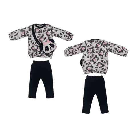 Conjunto Infantil Menina Moletom Bordado Panda Upi Uli