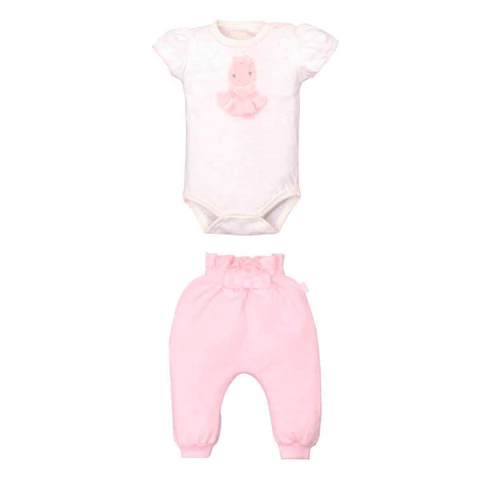 Conjunto De Bebê Body Com Culote Rosa Maite Upi Uli