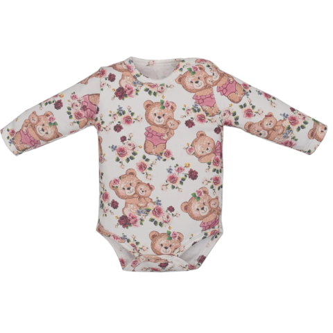 Body Basic Bebê Menina Manga Longa Suedine Beatriz Ursinha
