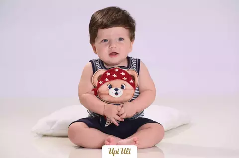 Conjunto De Bebê Regata Com Shorts Azul Marinho Edgar