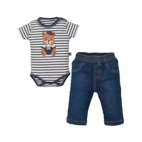 Conjunto De Bebê Body Com Culote Azul Marinho Marinello