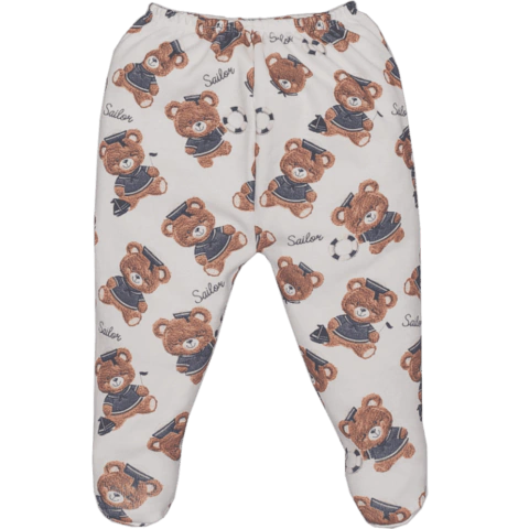 Culote Bebê Com Pé Menino Suedine Azul Nate Ursinho