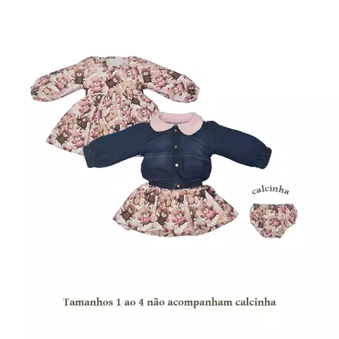 Vestido De Bebê C/Jaqueta Jeans/Molecotom Maria Isis