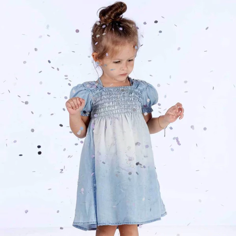 Vestido De Bebê Jeans Giovanna