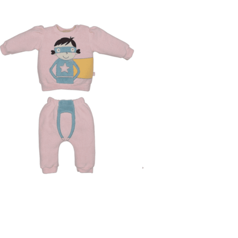 Conjunto Bebê Menina Plush Inverno Rosa Longo Olívia