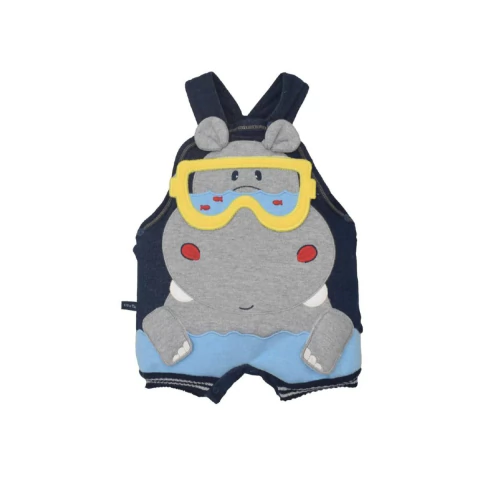 Banho De Sol Bebê Menina Azul Moletom Hipopótamo Joca