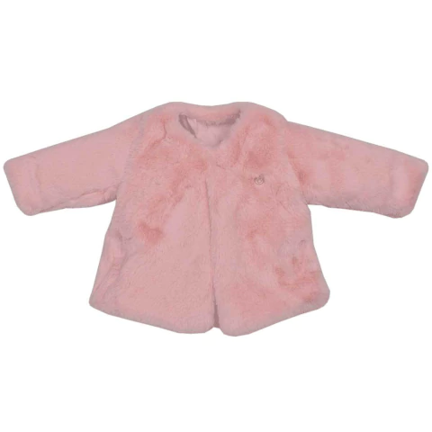 Casaco Bebê Menina Pelúcia Inverno Malha Rosa Clara