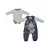 Conjunto Bebê Menino Body e Macacão Azul Ursinho Upi Uli